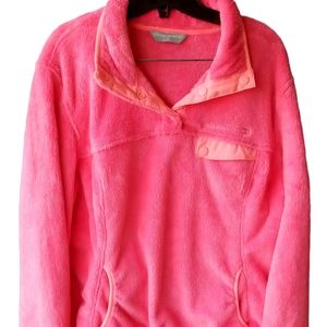 Free Country Womens Pink Venture Butter Pile 1/4 Button Sherpa Sweater Sz XL  B1